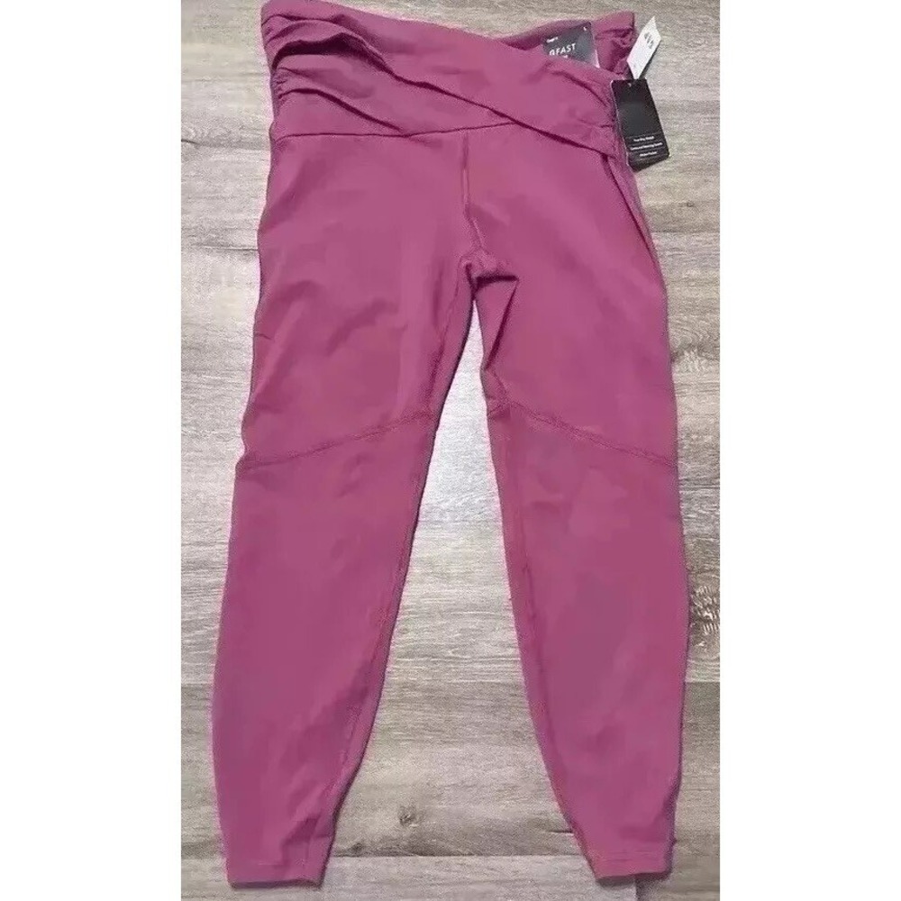 Gap Fit Athletic Leggings Gfast Womens Large Magenta Pink Criss Cross NWT